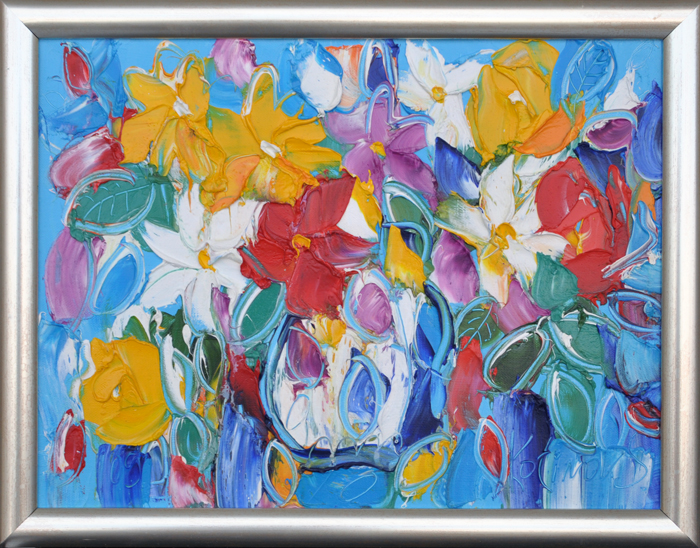 Букет на голубом фоне