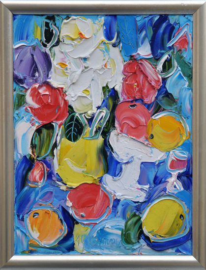 Натюрморт с цветами и фруктами